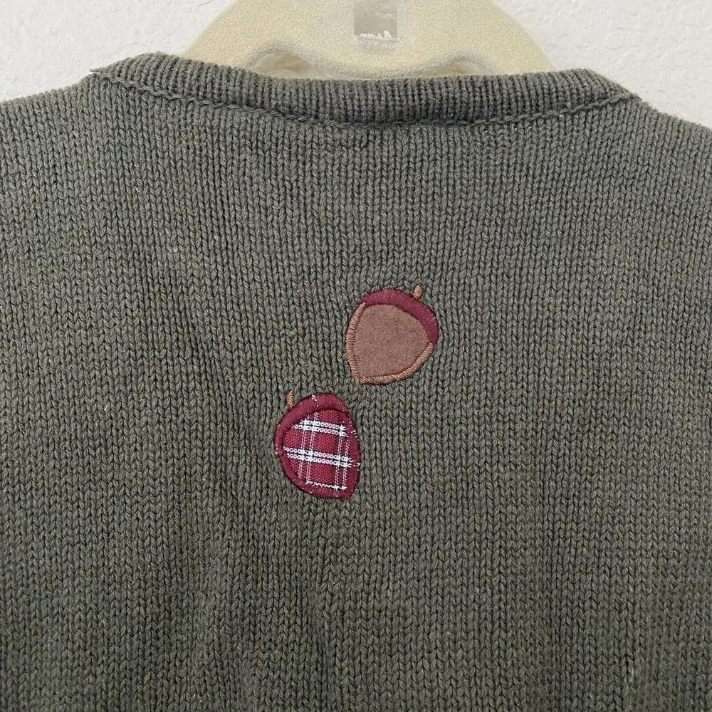 Bobbie Brooks Womens Size Large Fall Harvest Pumpkin Corn Print Vest Green - Picture 4 of 8